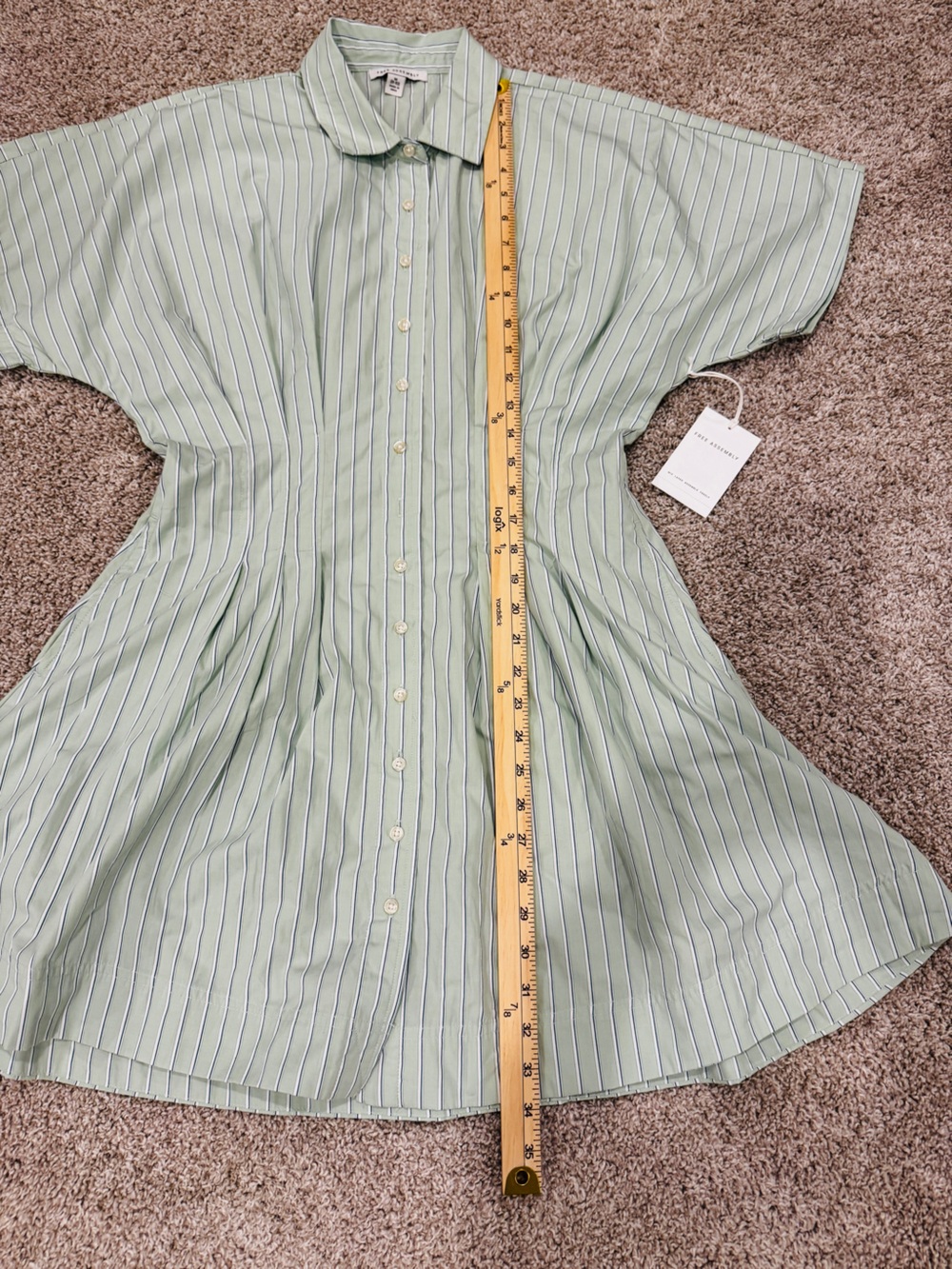 NWT Free Assembly Womens Short Sleeve Cotton Corset Mini Shirtdress Size M Mint - Picture 4 of 8
